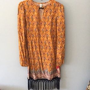 Floral with fringe bohemian dress